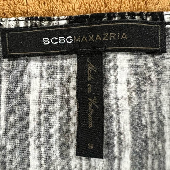 Bcbgmaxazira Black and White Batik Long Sleeve Mini Dress slinky size S - Picture 5 of 14